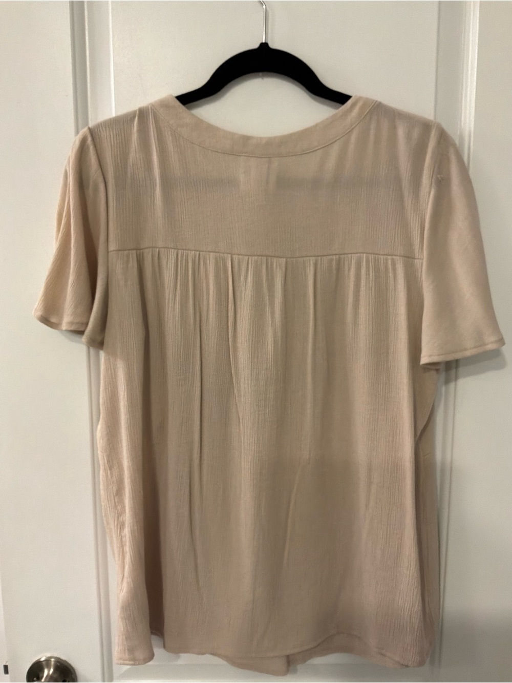 Knox Rose Beige Short Sleeve Embroidered Blouse - Picture 2 of 3